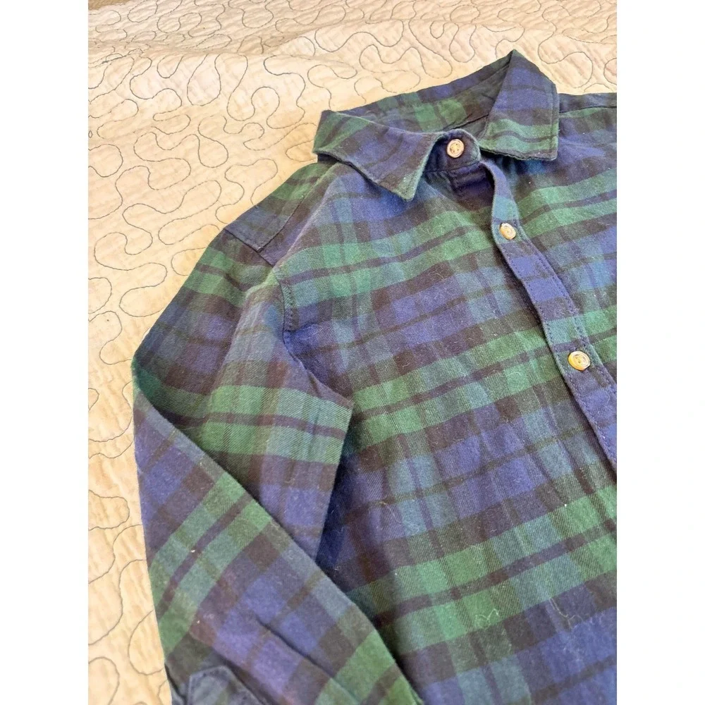Carter's Toddler Boys Plaid‎ Button Up Shirt Green/Blue Size 5T #513